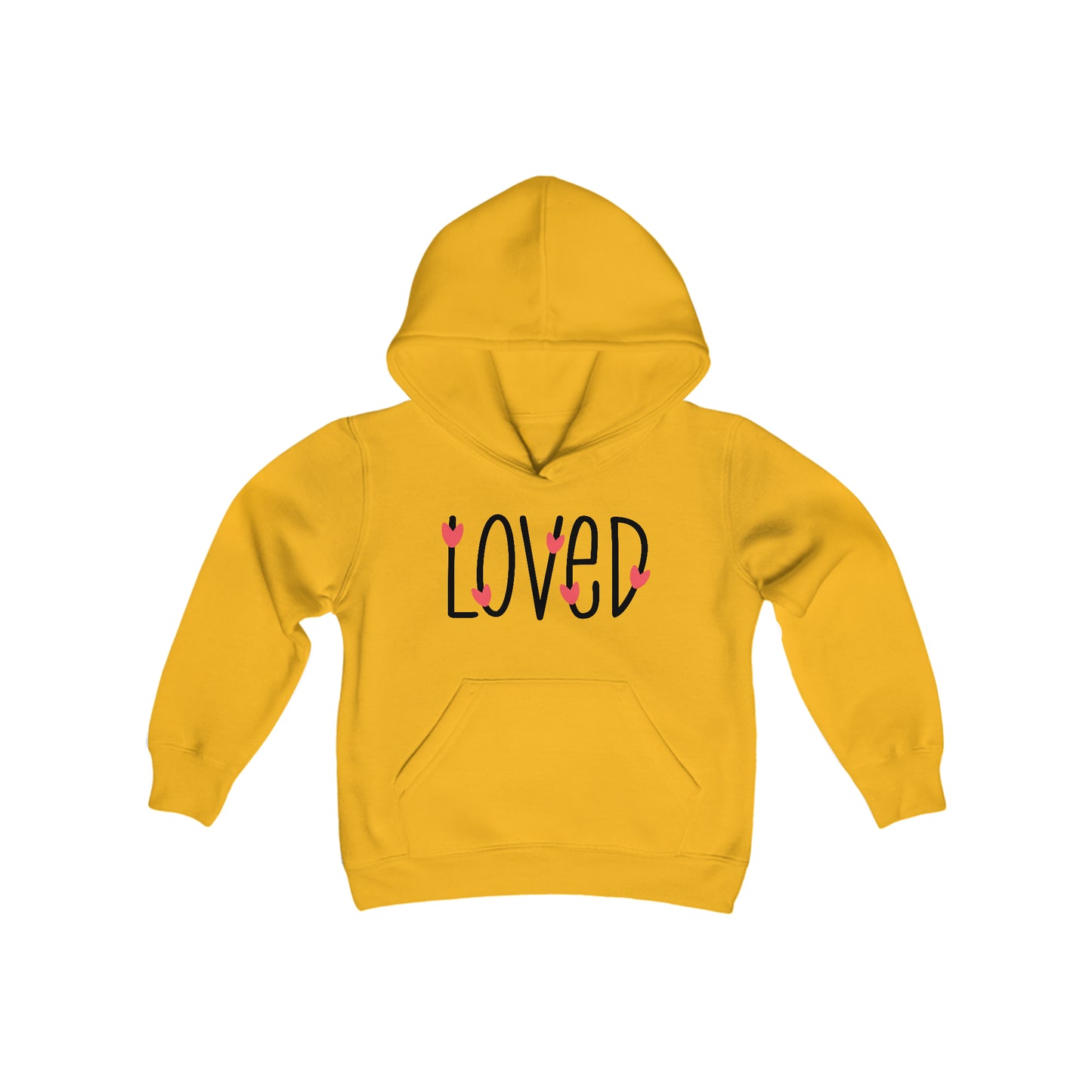 LOVED with Pink Hearts - Youth Heavy Blend Hooded Sweatshirt