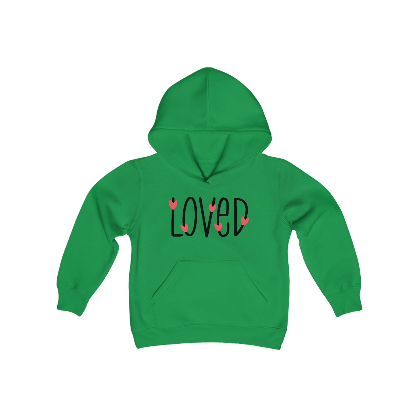 LOVED with Pink Hearts - Youth Heavy Blend Hooded Sweatshirt
