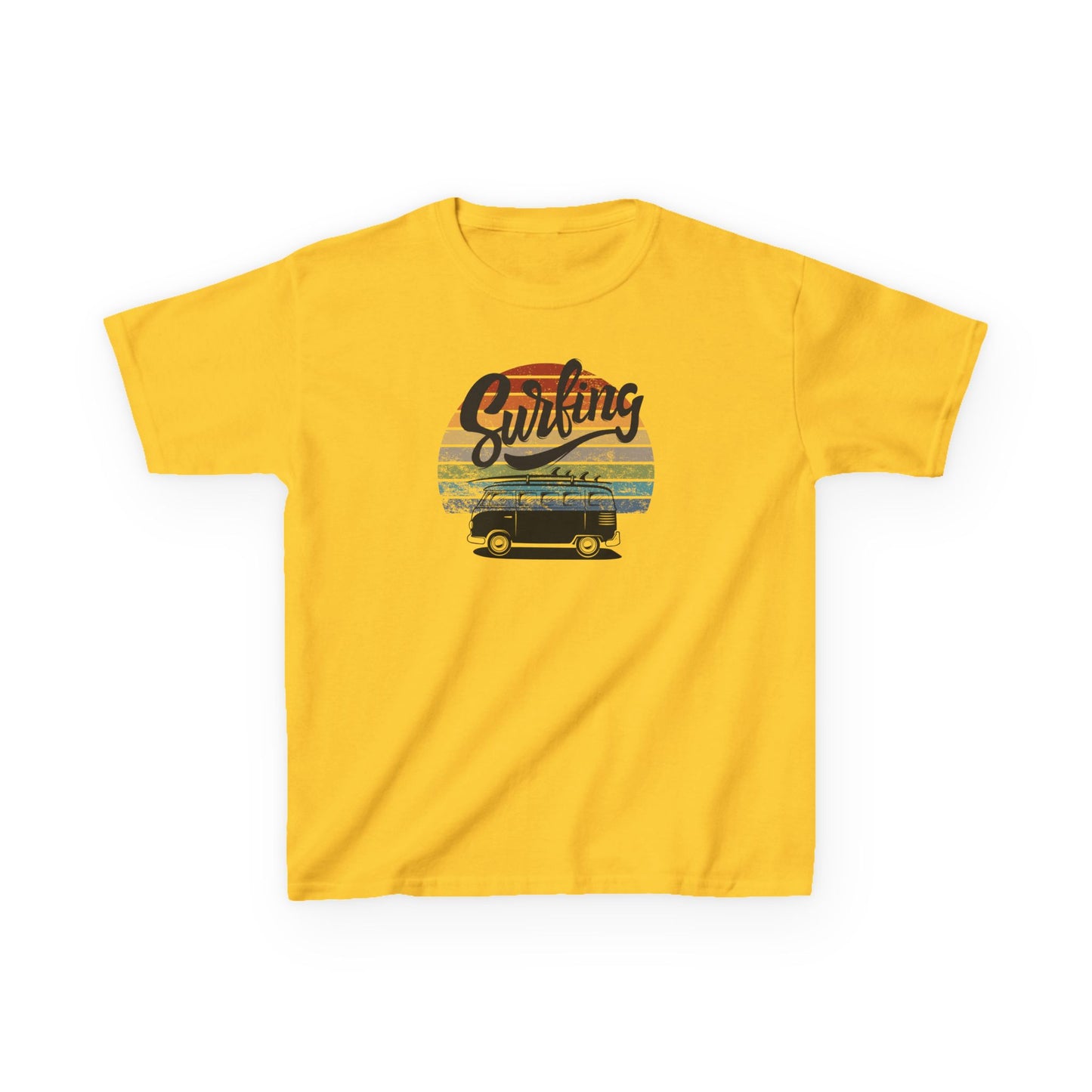 Surfing Van - Retro - Kids Heavy Cotton Tee