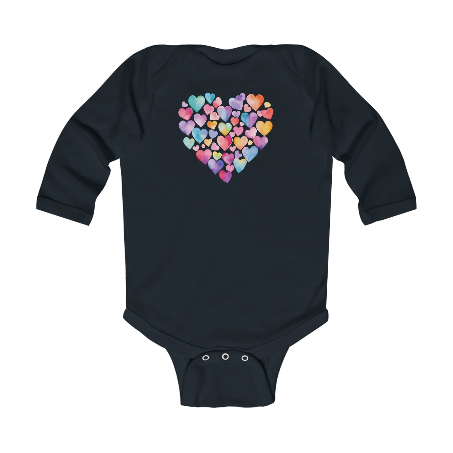 Heart of Hearts - Watercolor 3 - Infant Long Sleeve Bodysuit