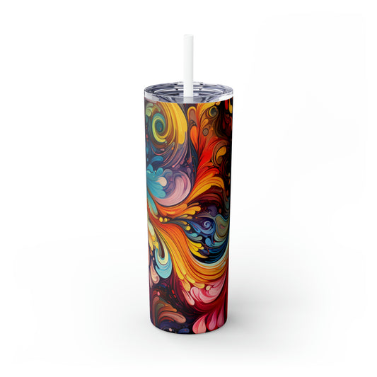 Rainbow Paisley 1.7 - Skinny Tumbler with Straw, 20oz - Stainless Steel