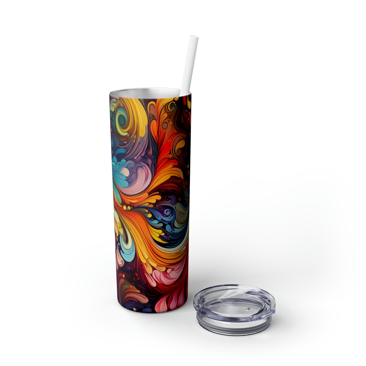 Rainbow Paisley 1.7 - Skinny Tumbler with Straw, 20oz - Stainless Steel