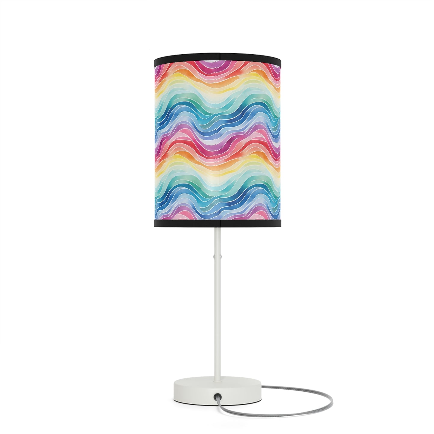 Rainbow Watercolor Waves - Lamp on a Stand, US|CA plug