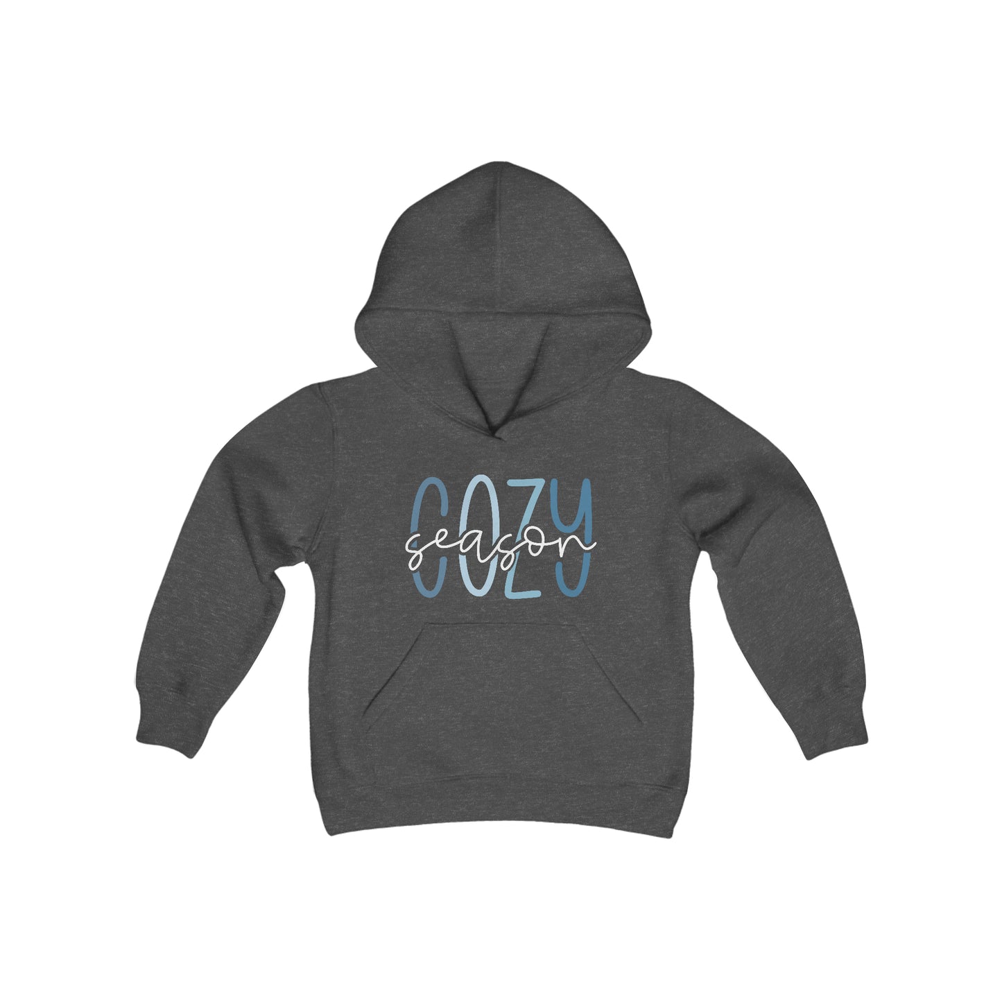 Cozy Season - Funny Christmas - Fun Winter - Cute Winter Words - Youth Heavy Blend Hooded Sweatshirt