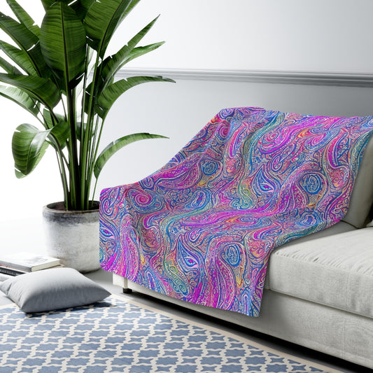 Beautiful, Cozy, Soft - Amazing - Multicolored Watercolor Paisley 1 - Sherpa Fleece Blanket