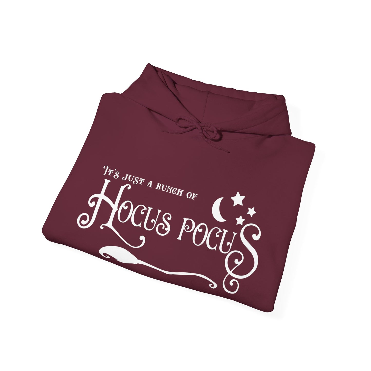 Halloween - It's Just a Bunch of Hocus Pocus - Witch - Broom - Stars - Moon - Unisex Heavy Blend™ Hooded Sweatshirt