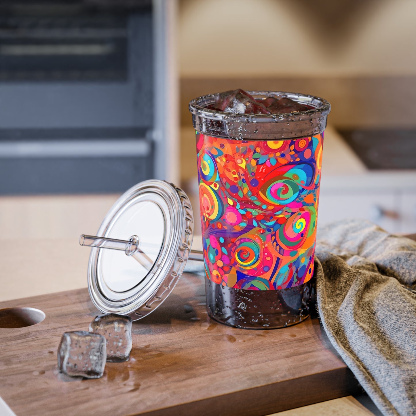 Vibrant Multicolor Abstract 9 - Clear - Suave Acrylic Cup - 16oz