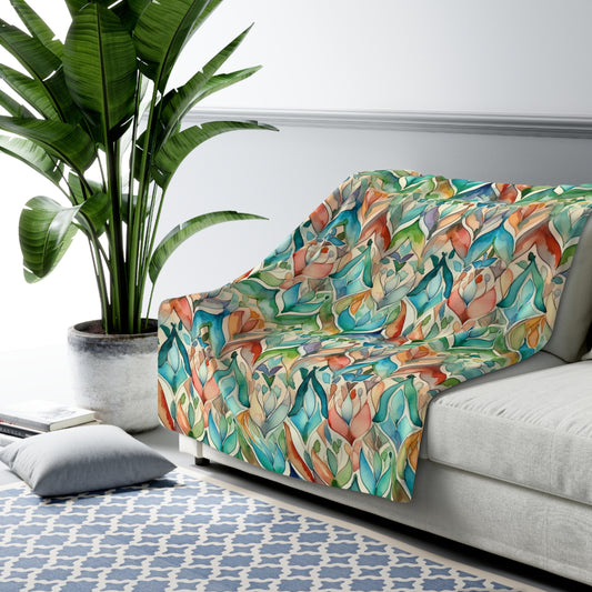 Beautiful, Cozy, Soft - Amazing Watercolor Multi 5 - Sherpa Fleece Blanket
