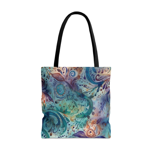 Beautiful and Unique - Watercolor Blue Multicolor Paisleys 12 - Useful, Multipurpose Bag -Tote Bag (AOP)