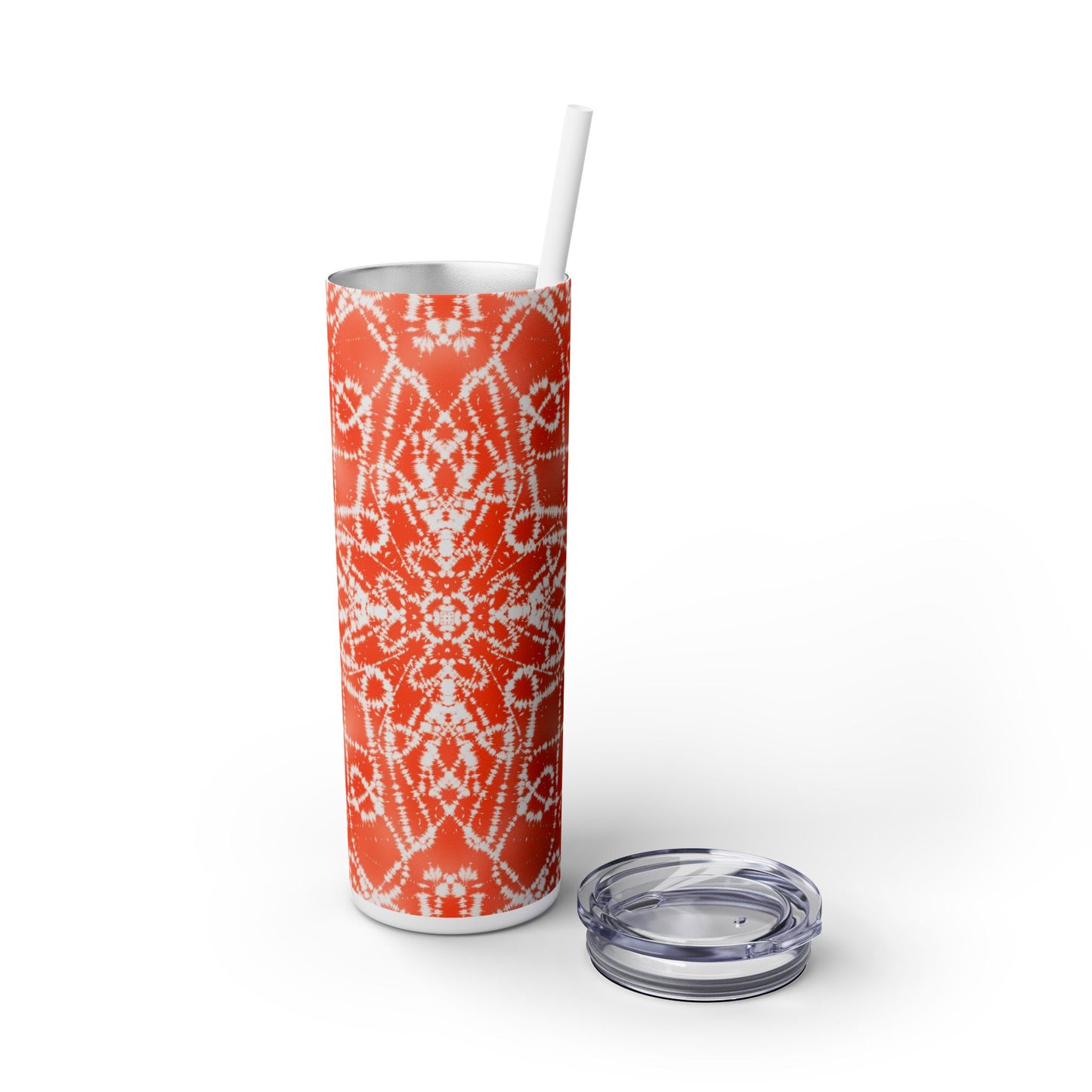 Batik - Orange - Skinny Tumbler with Straw, 20oz - Stainless Steel