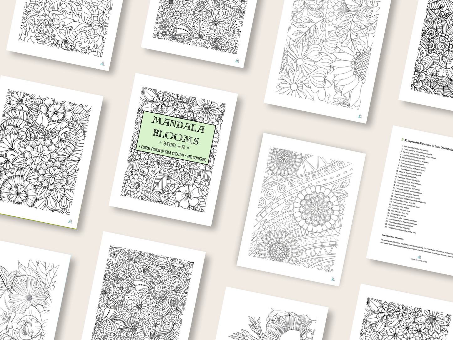 Mandala Blooms - Mini 3 - A Floral Fusion of Calm, Creativity, and Centering - Digital Download