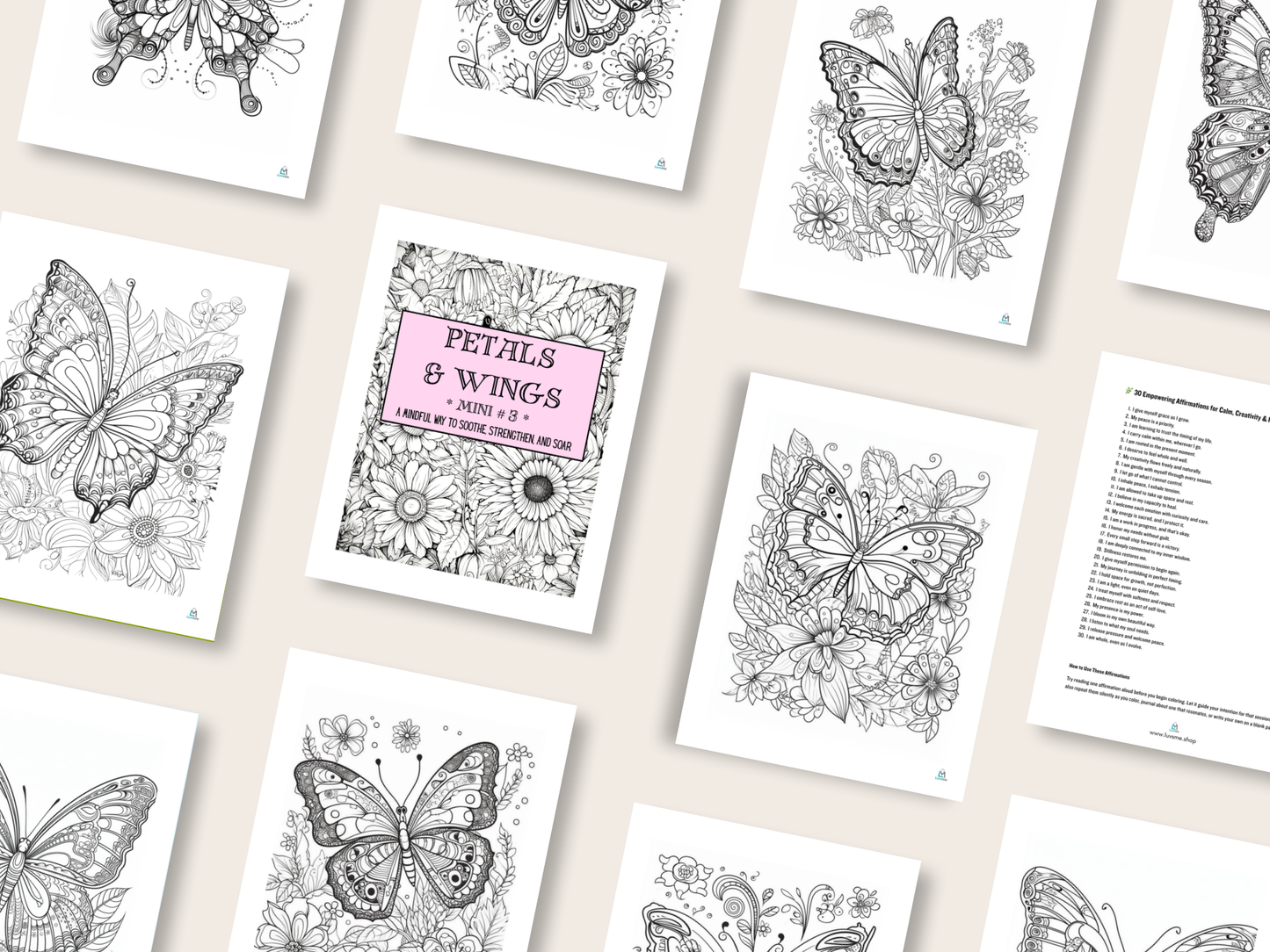 Petals & Wings - Mini 3 - A Mindful Way to Soothe, Strengthen, and Soar - Coloring Book - Digital Download