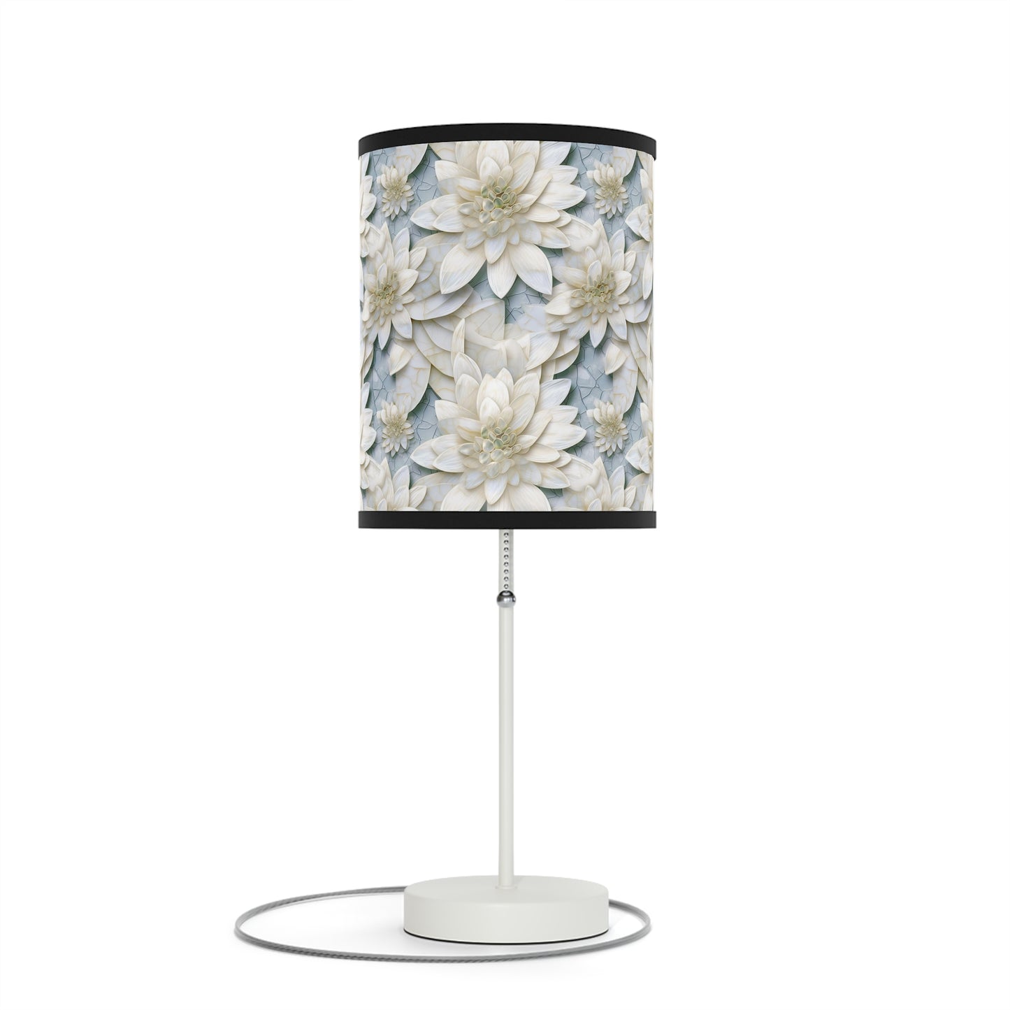Beautiful and Unique - White Lotus Mosaic 7 - Lamp on a Stand, US|CA plug