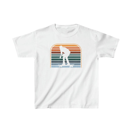 Skateboarder Silhouette - Retro - Kids Heavy Cotton Tee