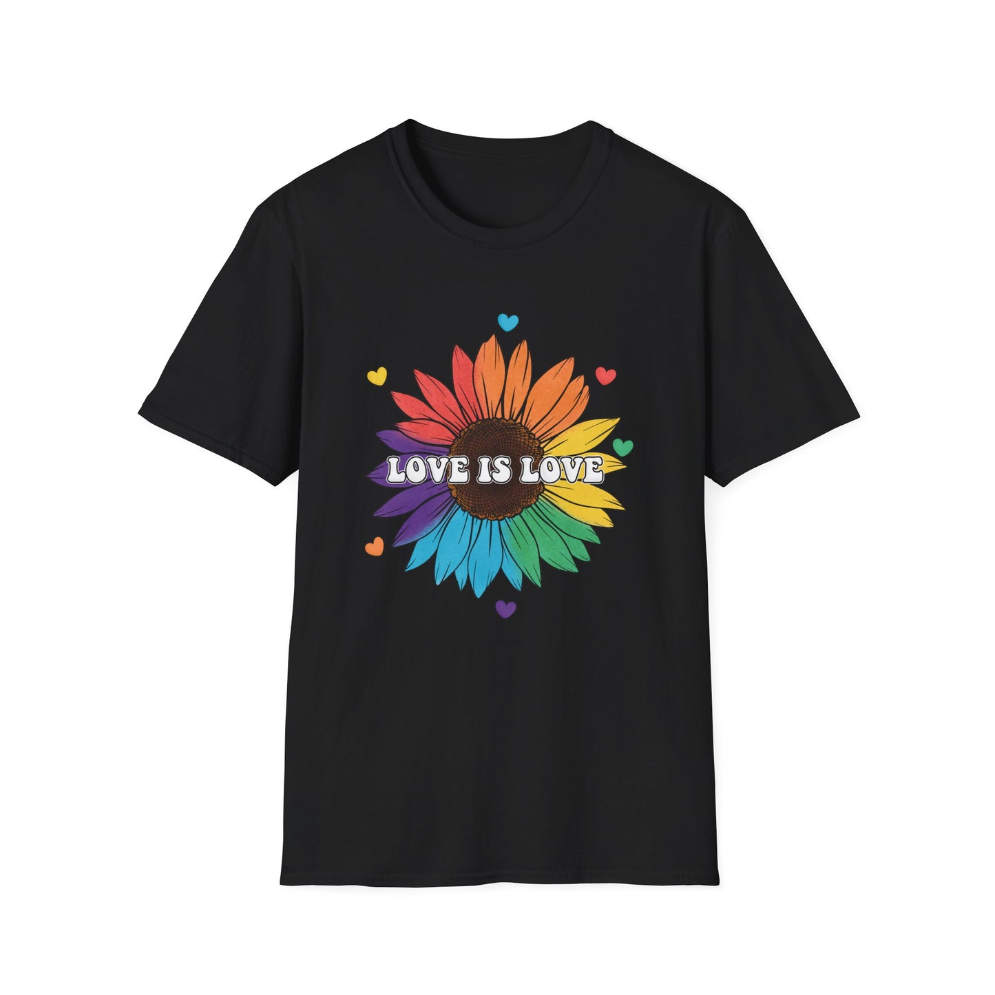 Love is Love - Rainbow Flower - LGBT - Pride - Rainbow - Unisex Softstyle T-Shirt