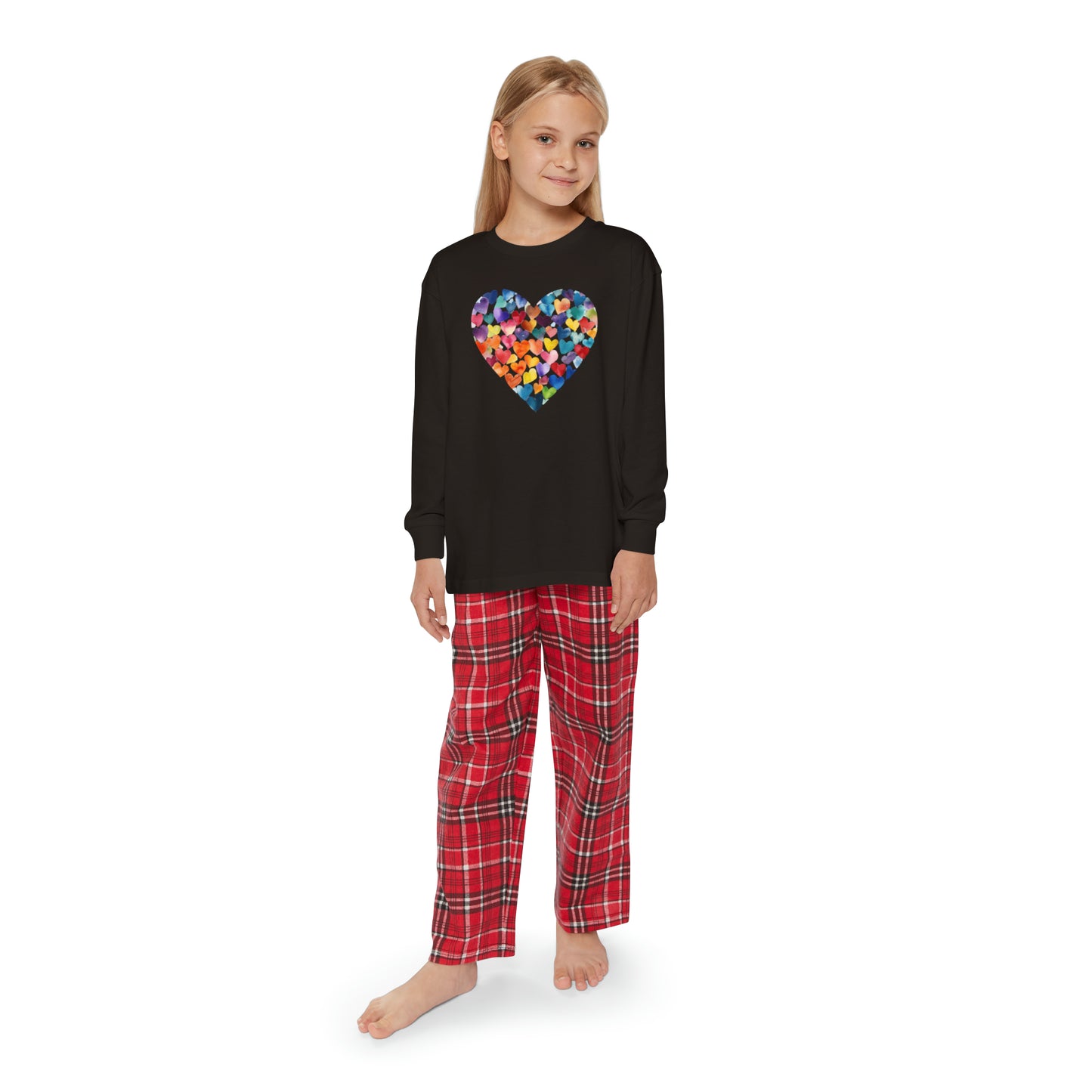 Heart of Hearts - Watercolor - Rainbow - Multicolor - Youth Long Sleeve Pajama Set