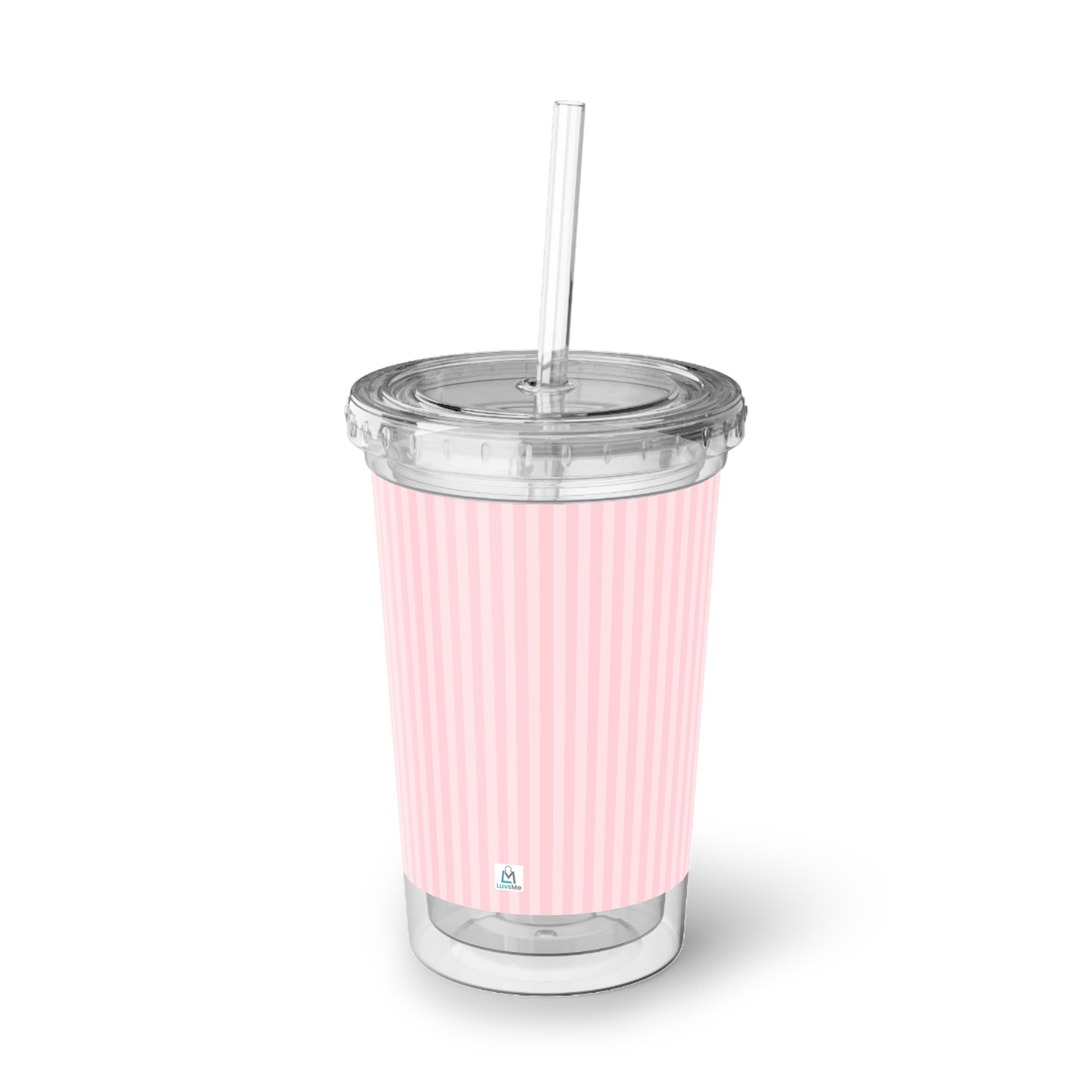 Purple Peace Gnome - Flowers and Butterflies - Pink Stripes - Clear - Suave Acrylic Cup - 16oz