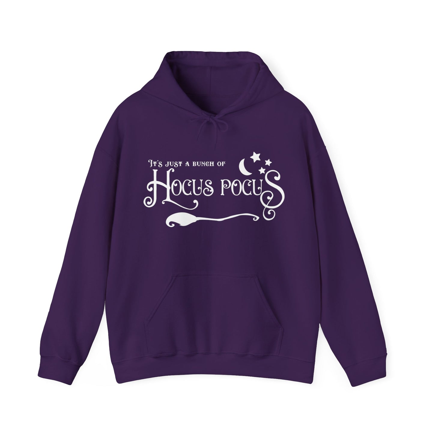 Halloween - It's Just a Bunch of Hocus Pocus - Witch - Broom - Stars - Moon - Unisex Heavy Blend™ Hooded Sweatshirt