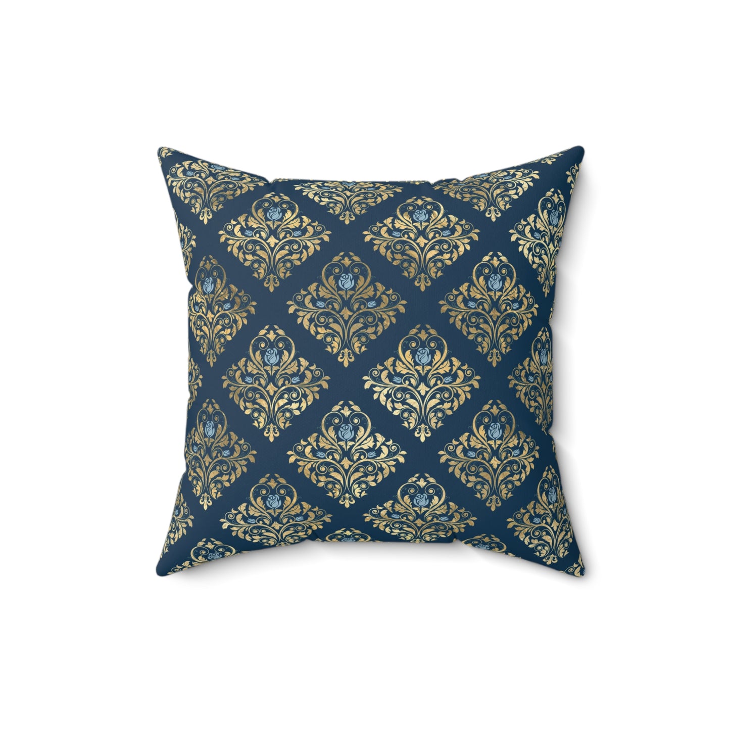 Blue and Gold Paris Pattern 8 - Faux Suede Square Pillow