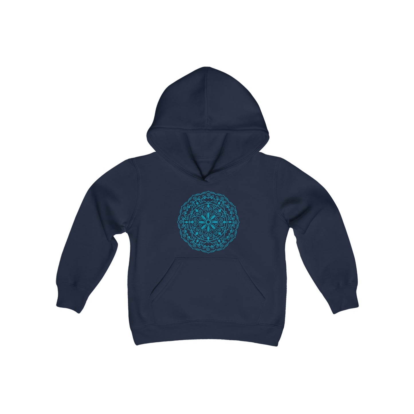 Teal Mandala - Fun Winter - Youth Heavy Blend Hooded Sweatshirt