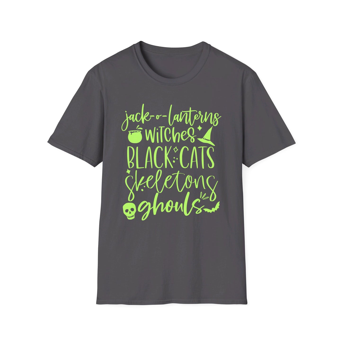 Halloween - Trick or Treat - Ghouls - Black Cat - Pumpkin - Witches - Skeletons - Unisex Softstyle T-Shirt
