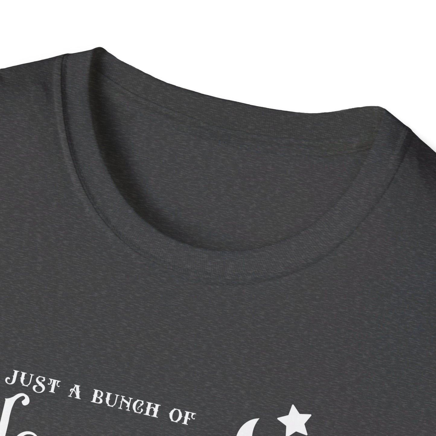 Halloween - It's Just a Bunch of Hocus Pocus - Witch - Broom - Stars - Moon - Unisex Softstyle T-Shirt