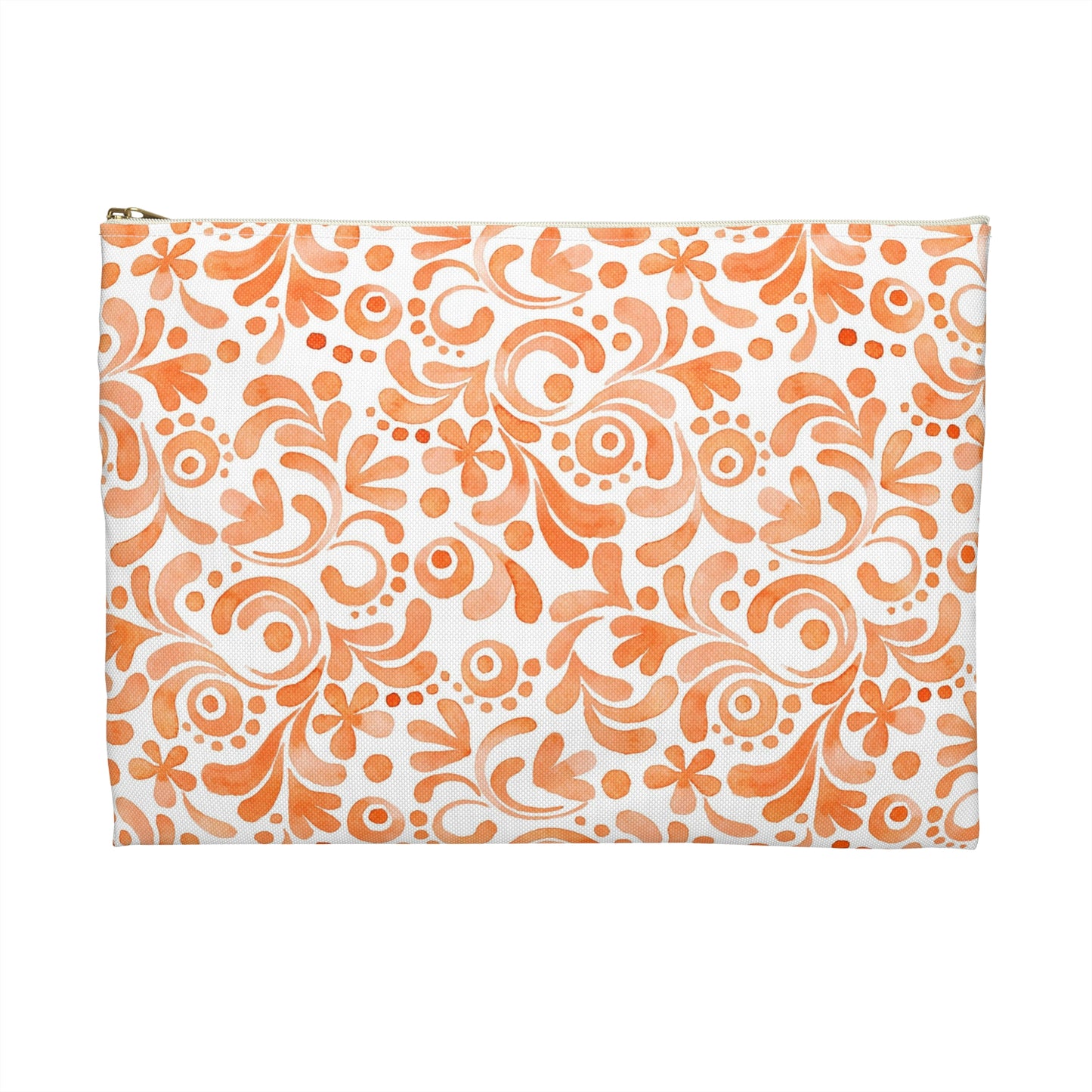 Orange Doodles Swirls - Living the Dream - Inspirational - Accessory Pouch / Makeup Case / Travel Pouch / Pencil case / Art Case