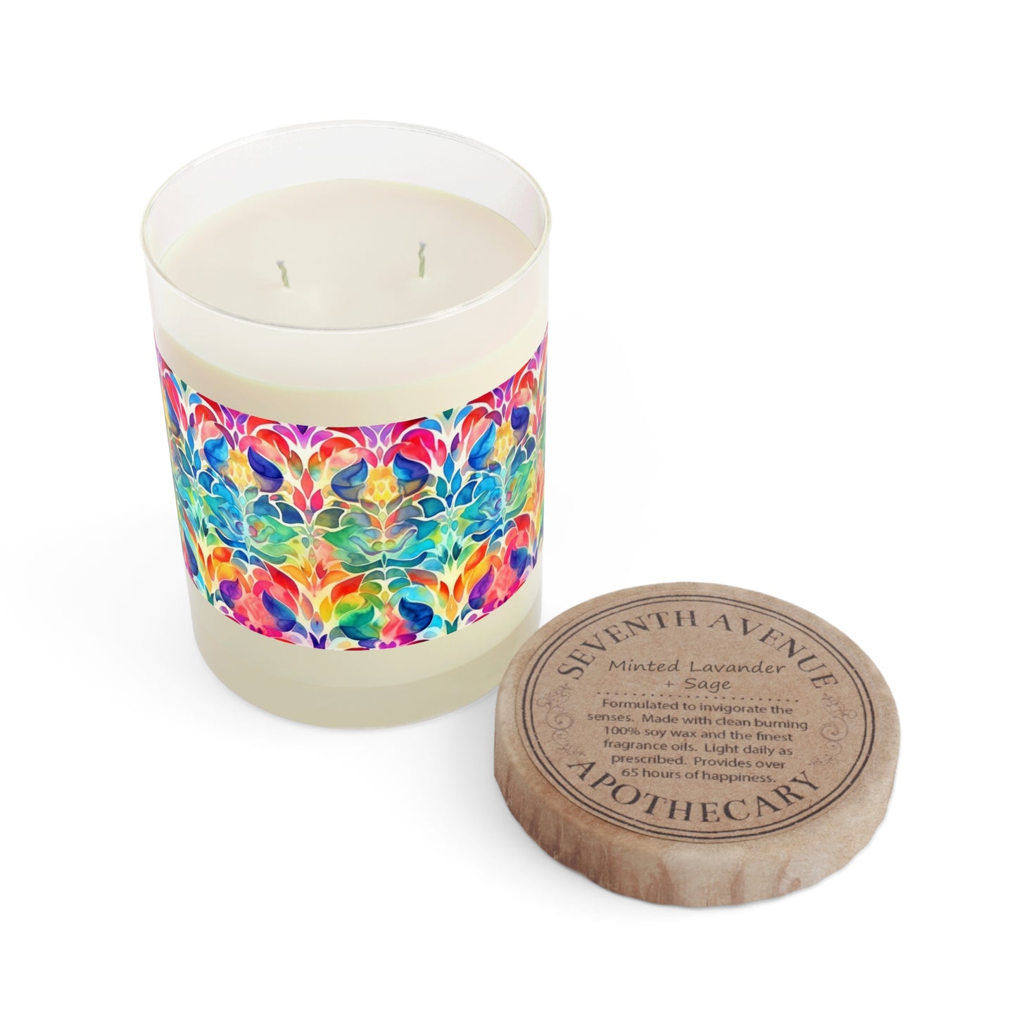 Vibrant Rainbow Watercolor - Scented Candle - 11oz