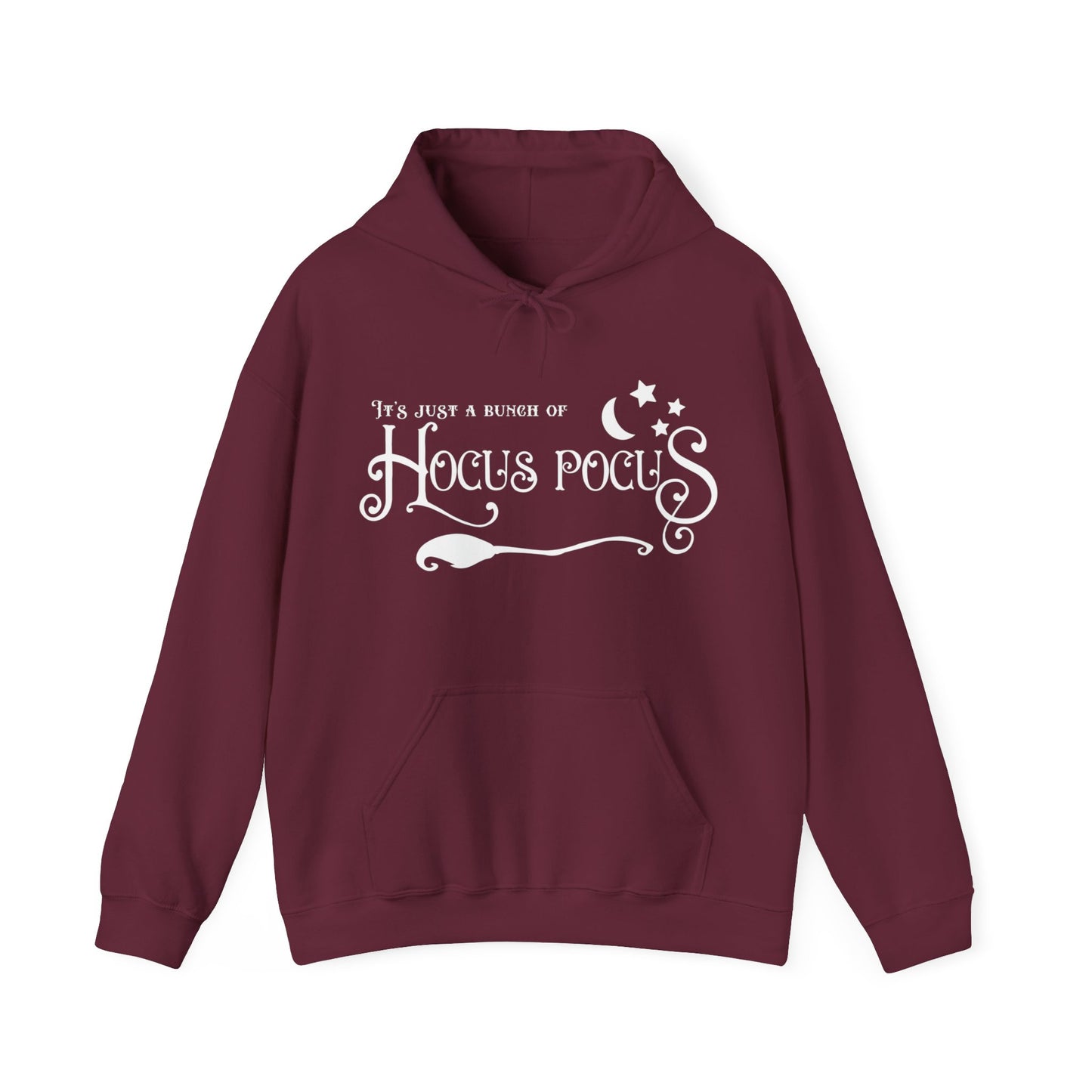 Halloween - It's Just a Bunch of Hocus Pocus - Witch - Broom - Stars - Moon - Unisex Heavy Blend™ Hooded Sweatshirt