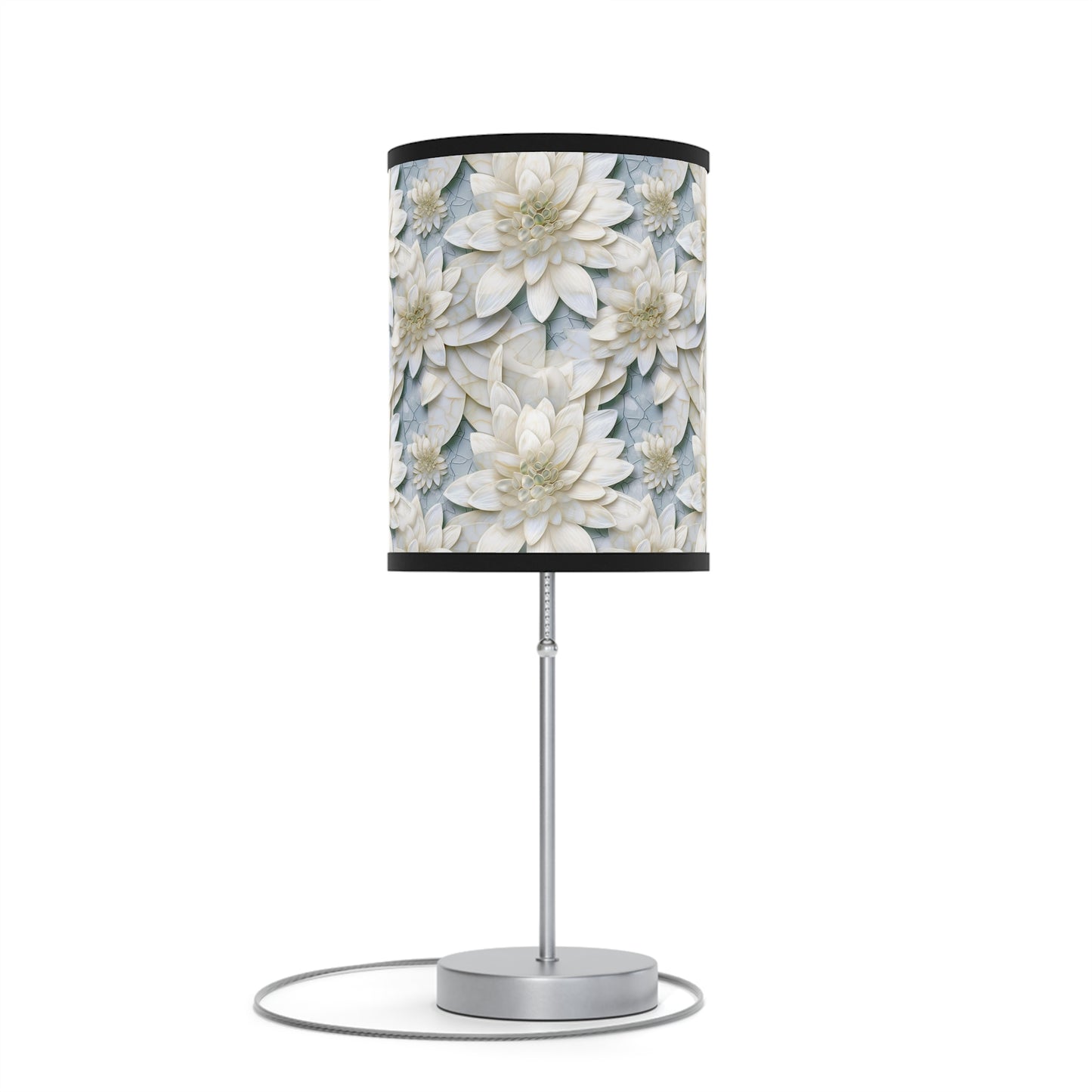 Beautiful and Unique - White Lotus Mosaic 7 - Lamp on a Stand, US|CA plug