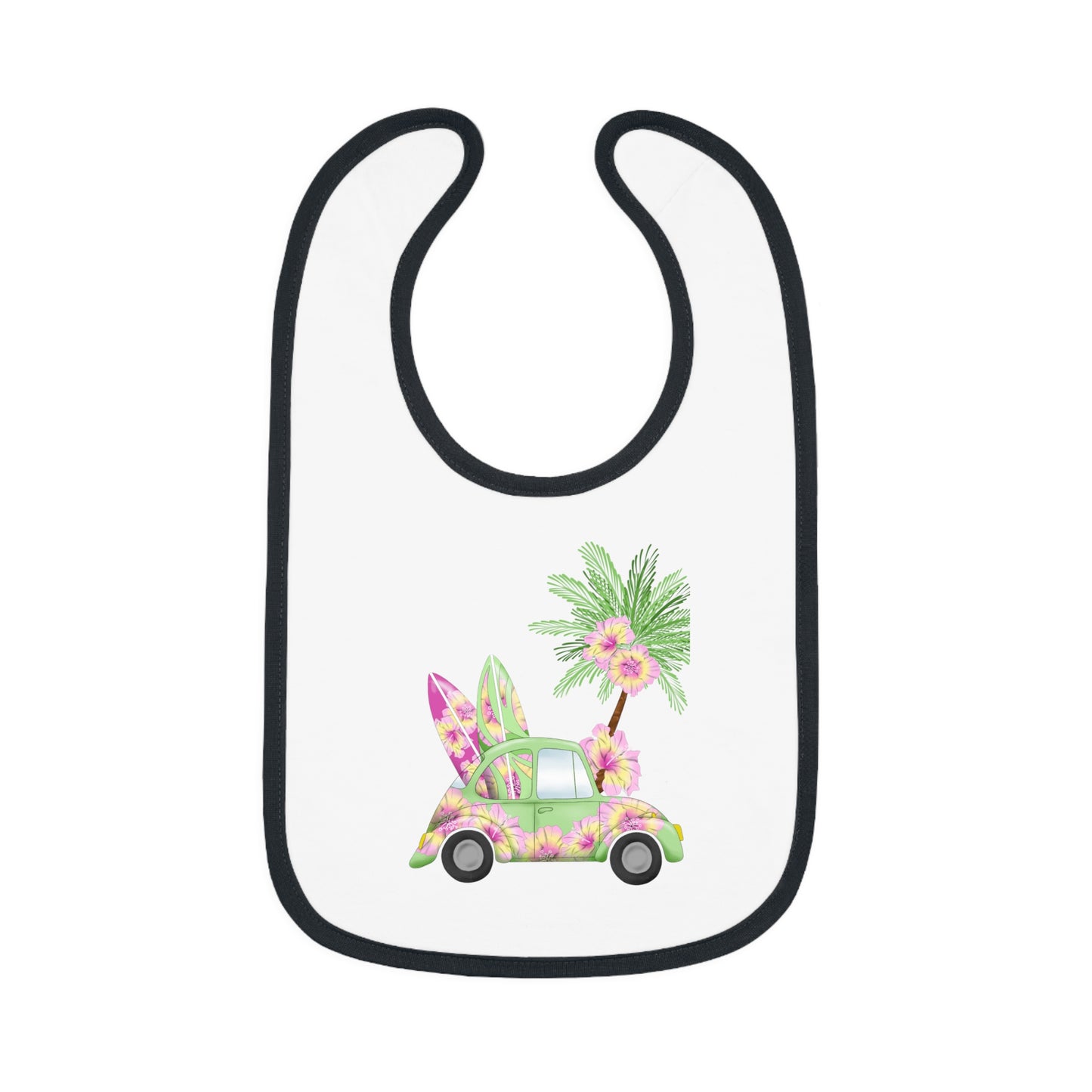 Surf's Up - Green - Baby Contrast Trim Jersey Bib