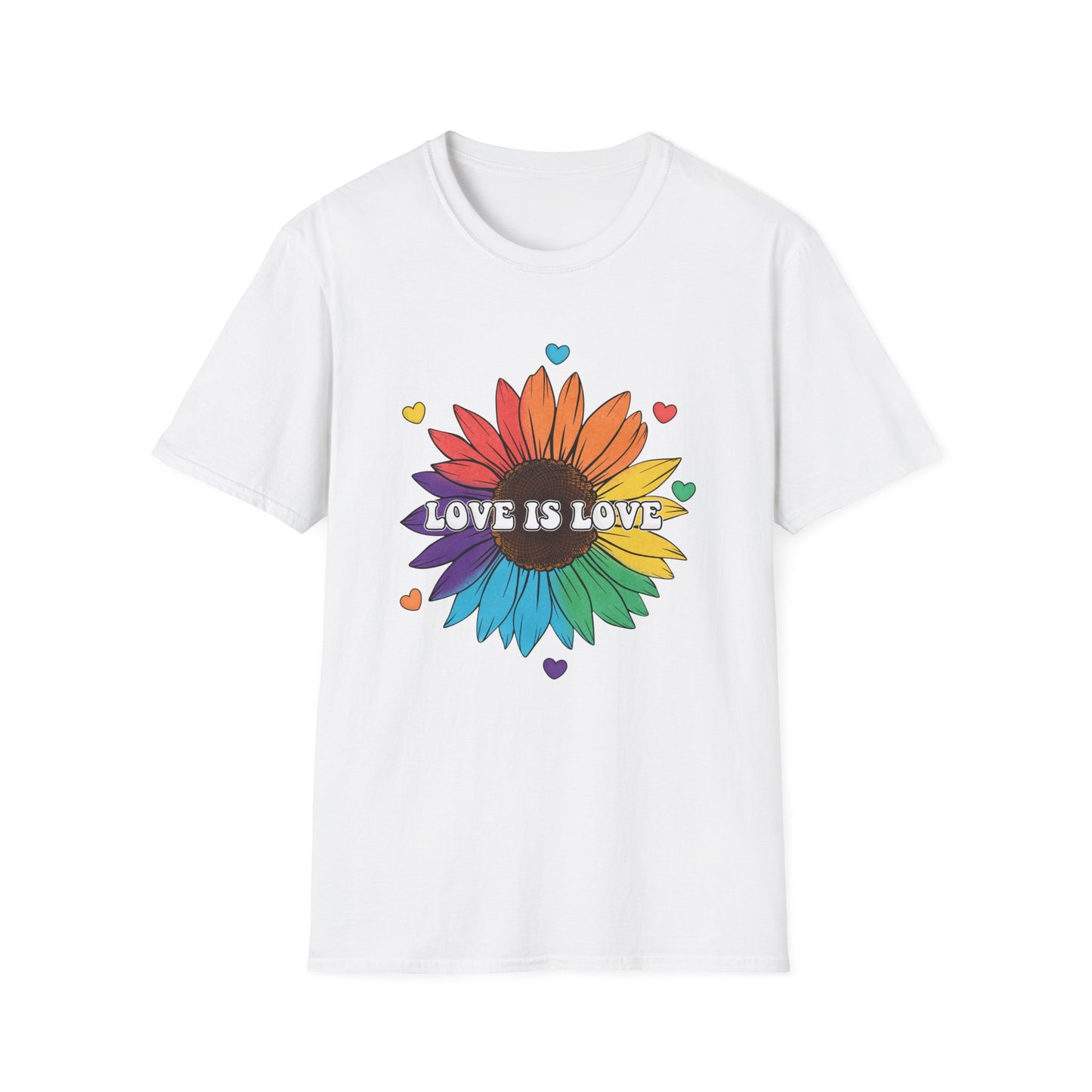 Love is Love - Rainbow Flower - LGBT - Pride - Rainbow - Unisex Softstyle T-Shirt