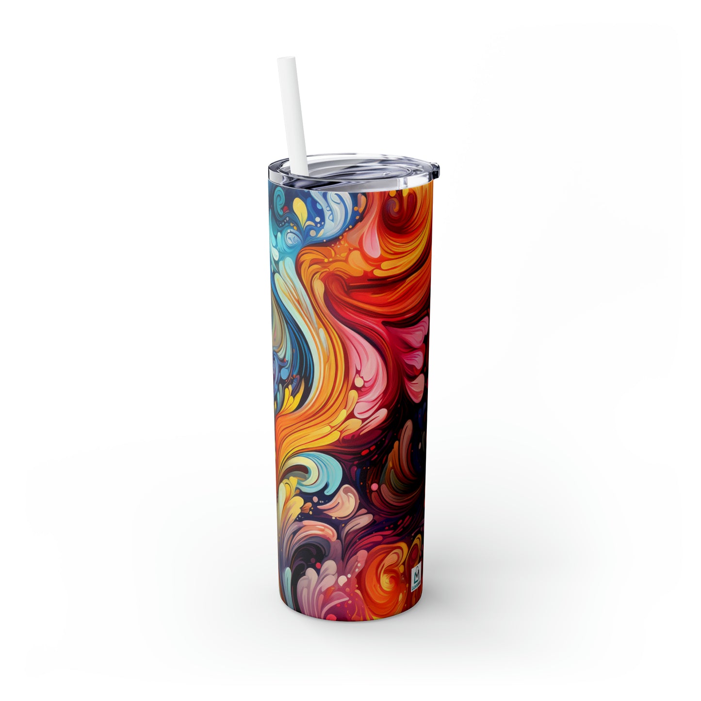 Rainbow Paisley 1.7 - Skinny Tumbler with Straw, 20oz - Stainless Steel