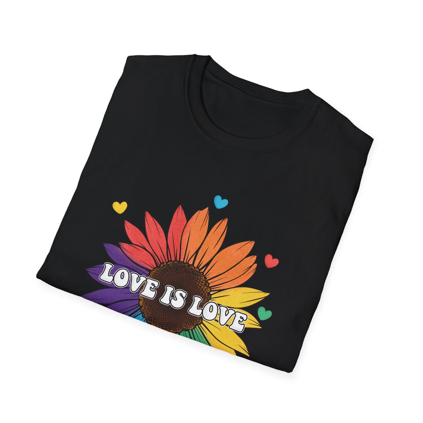 Love is Love - Rainbow Flower - LGBT - Pride - Rainbow - Unisex Softstyle T-Shirt