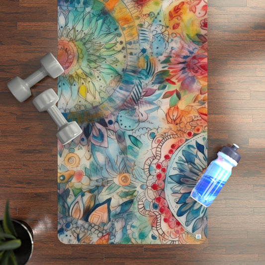 Watercolor Multicolor Mandalas 1.10 - Rubber Yoga Mat