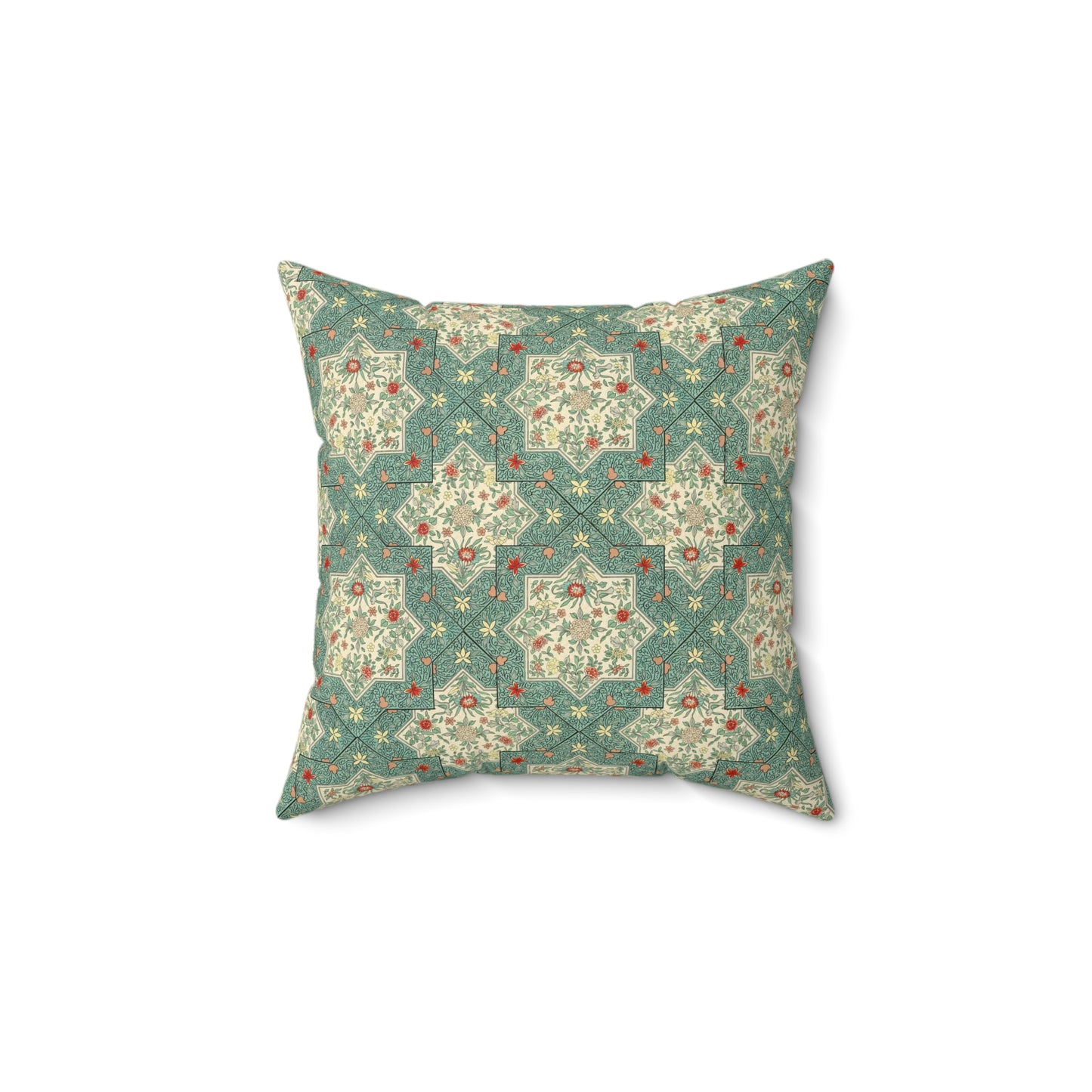 Green Boho Pattern 11 - Faux Suede Square Pillow