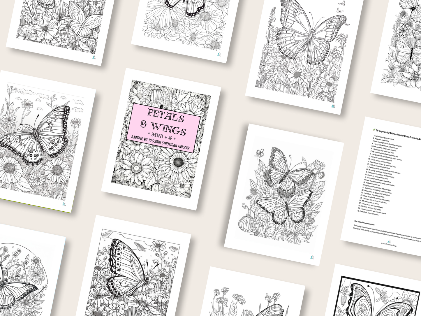 Petals & Wings - Mini 4 - A Mindful Way to Soothe, Strengthen, and Soar - Coloring Book - Digital Download