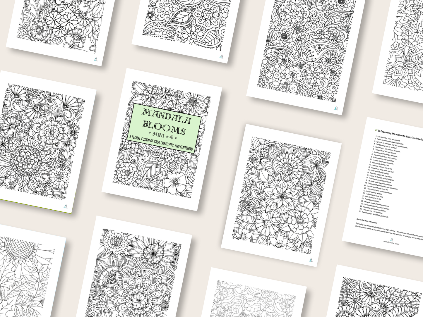 Mandala Blooms - Mini 4 - A Floral Fusion of Calm, Creativity, and Centering - Digital Download