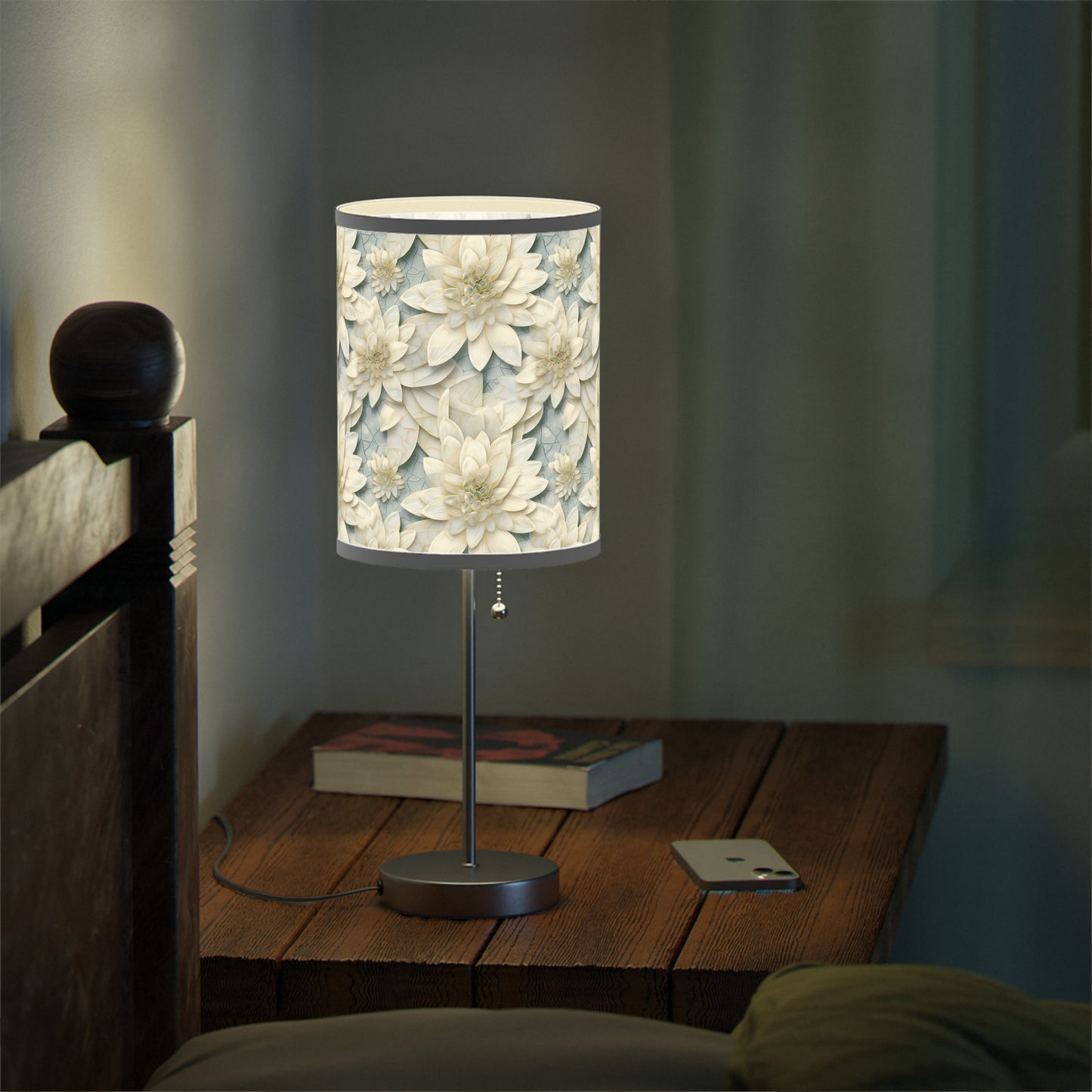 Beautiful and Unique - White Lotus Mosaic 7 - Lamp on a Stand, US|CA plug