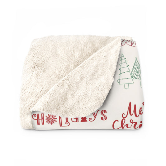 Beautiful, Cozy, Soft - Amazing Merry Christmas Hand Drawn - Sherpa Fleece Blanket