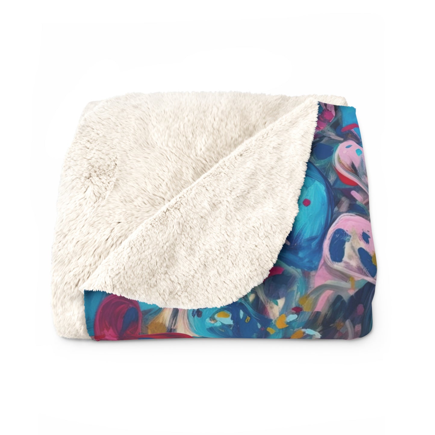 Beautiful, Cozy, Soft - Amazing - Multicolored Painted Hearts 3 - Sherpa Fleece Blanket