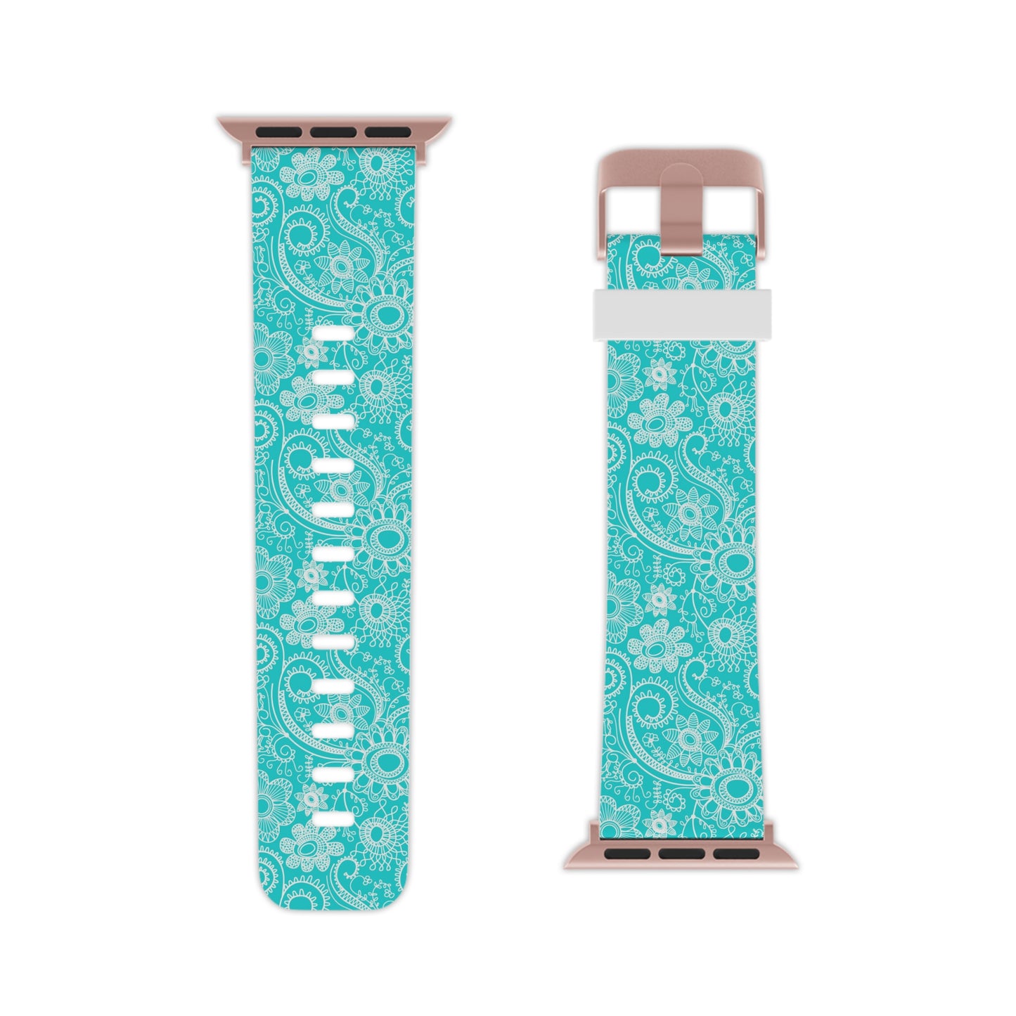 Teal and White Flowers - Watch Band for Apple Watch