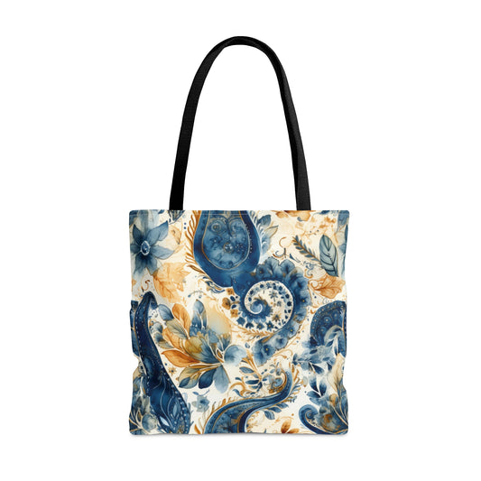 Beautiful and Unique - Watercolor Blue and Yelow Paisleys 1 - Useful, Multipurpose Bag -Tote Bag (AOP)