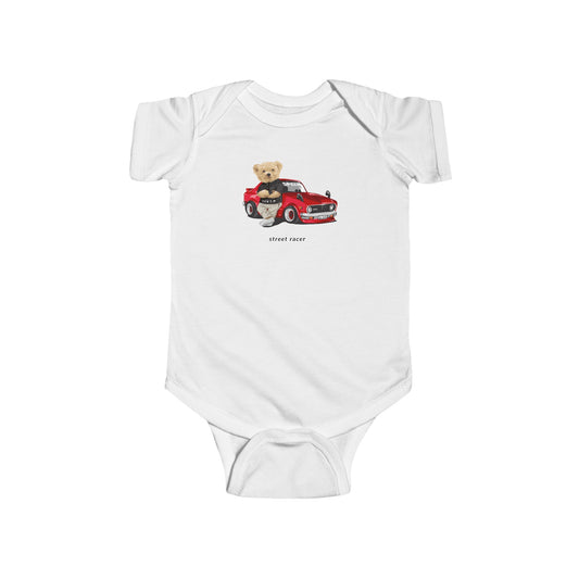 Street Racer Car Bear - Infant Fine Jersey Bodysuit