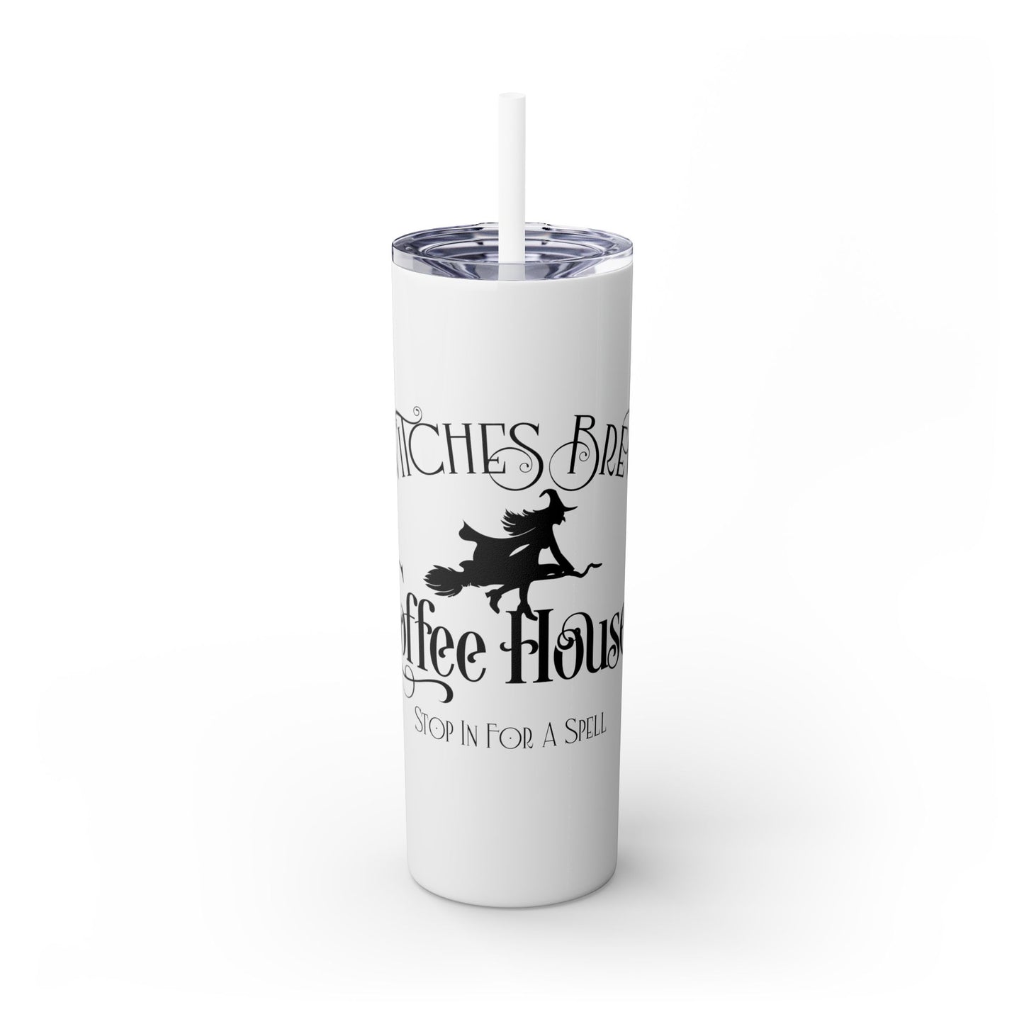 Halloween - Witches Brew - Coffee House - Vintage - Skinny Tumbler with Straw, 20oz - Stainless Steel