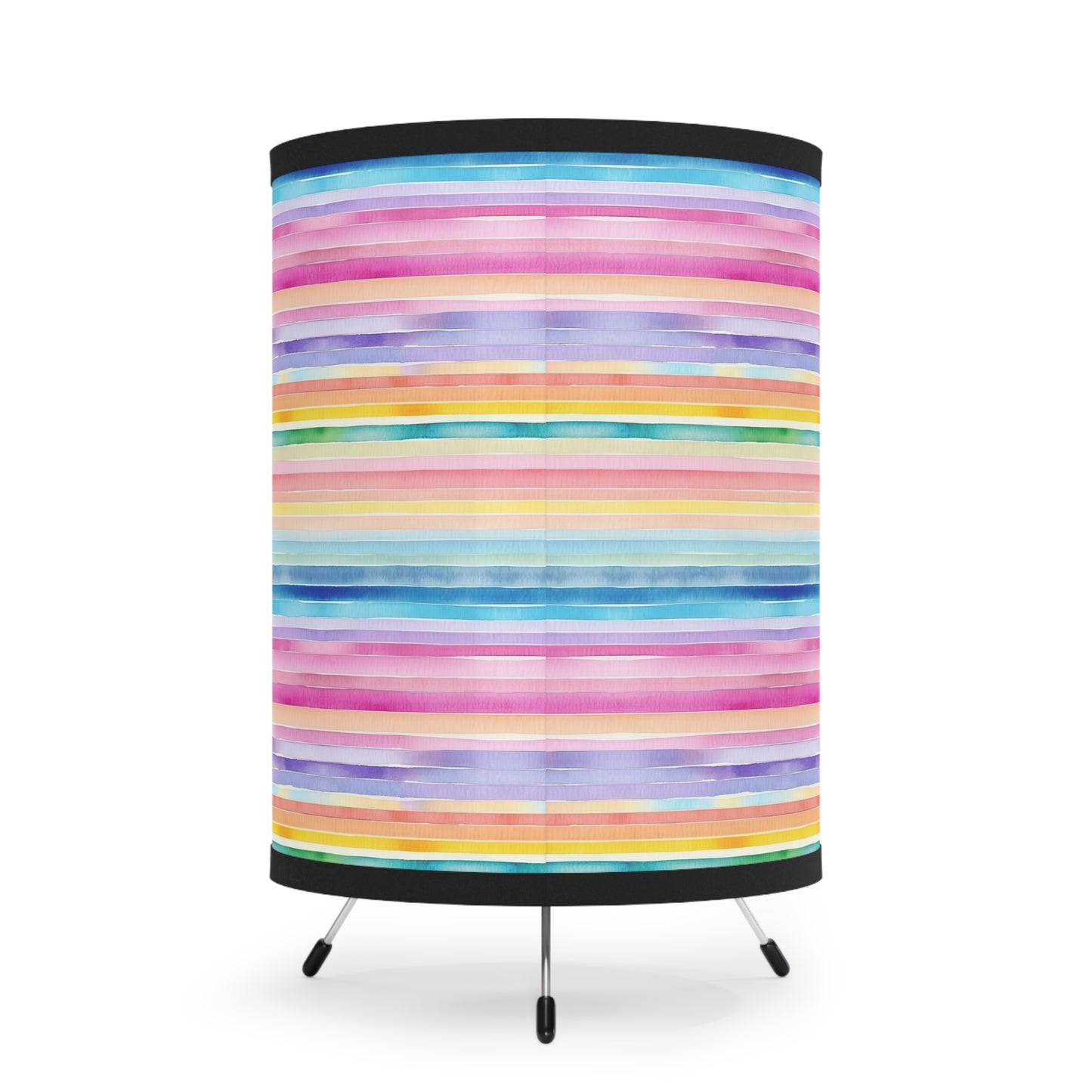 Rainbow Watercolor Horizontal - Tripod Lamp with High-Res Printed Shade, US\CA plug