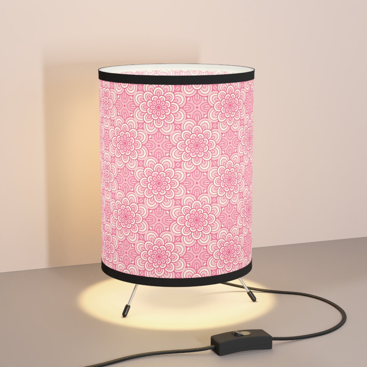 Pink Mandalas - Tripod Lamp with High-Res Printed Shade, US\CA plug