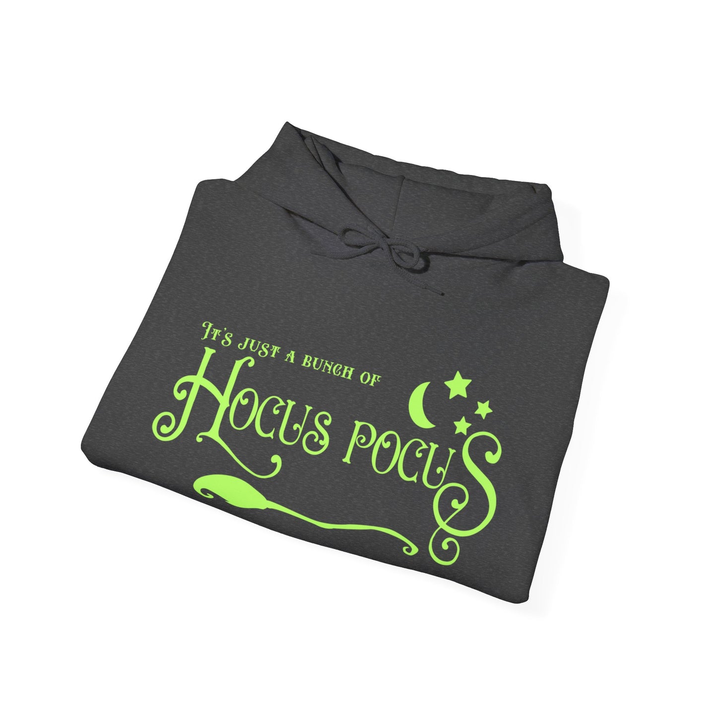 Halloween - It's Just a Bunch of Hocus Pocus - Witch - Broom - Stars - Moon - Unisex Heavy Blend™ Hooded Sweatshirt