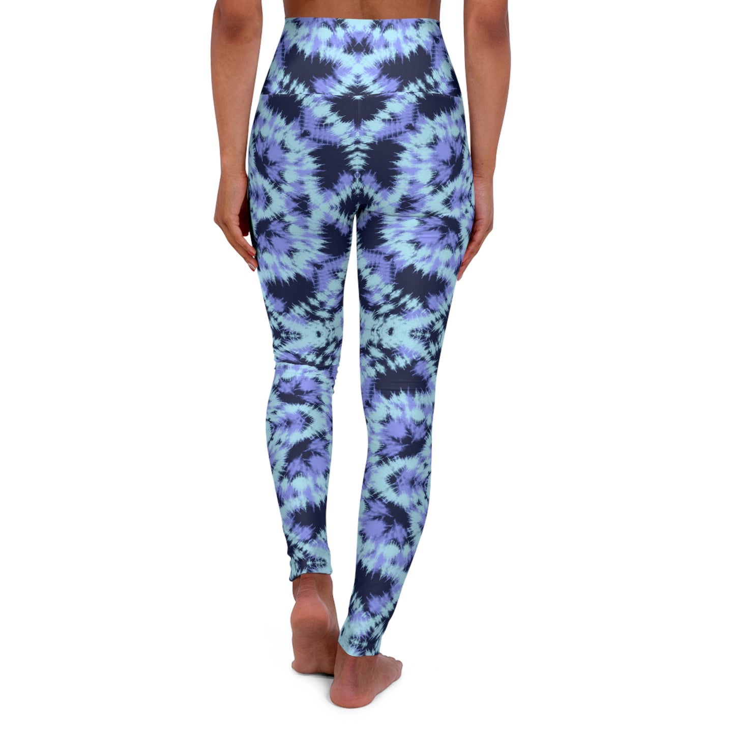 Blue and Purple Batik - High Waisted Yoga Leggings