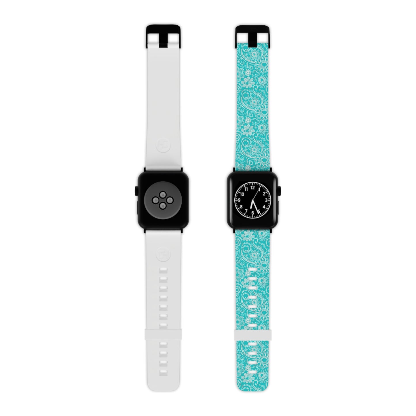 Teal and White Flowers - Watch Band for Apple Watch